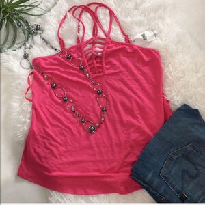 Naked Zebra pink strappy NEW tank top small